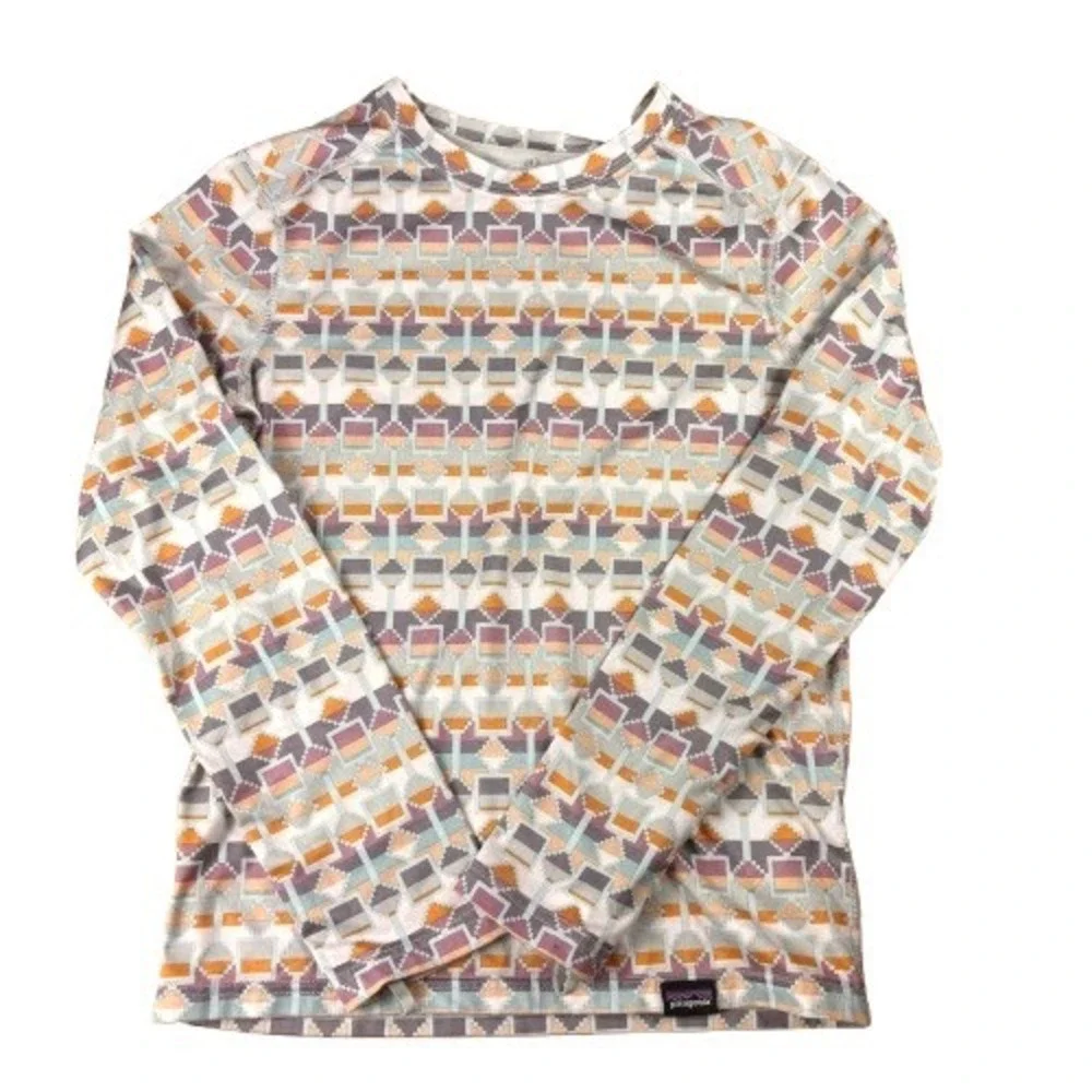 Patagonia Kids Capilene Baselayer Set Geometric Print Thermal PJs Size Small